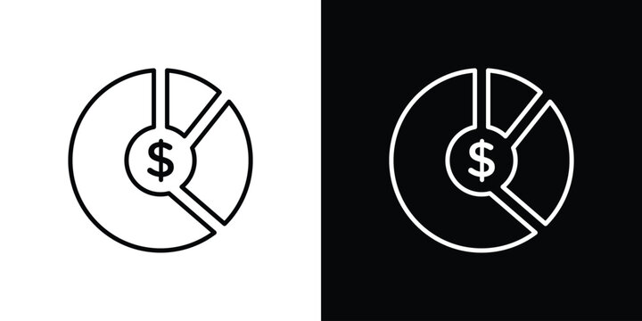 Asset allocation icons pack. Set of black and white liner stroke symbols