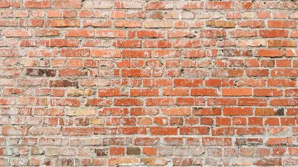 Red Weathered Brick Wall Texture Aged Rough Masonry Surface, Rustic Old Bricks Background for Design and Architecture