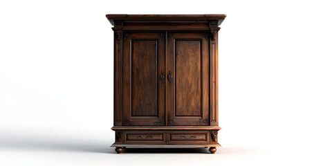 A traditional wooden cabinet photographed from the front on a pure white background.