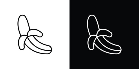 Banana icons pack. Set of black and white liner stroke symbols