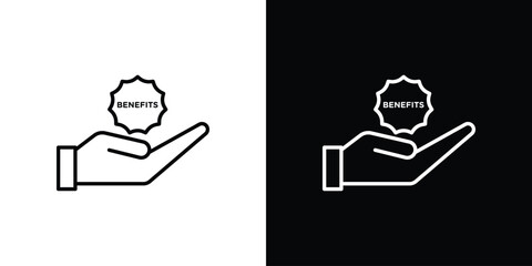 benefits icons pack. Set of black and white liner stroke symbols