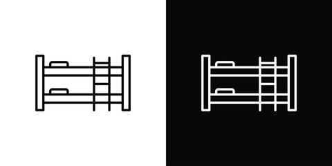 Bunk bed icons pack. Set of black and white liner stroke symbols