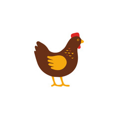A_Simple_flat_2D_icon_of_a_chicken_isolated_on_a_white_simple illustration with EPS format design