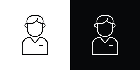 Businessman icons pack. Set of black and white liner stroke symbols