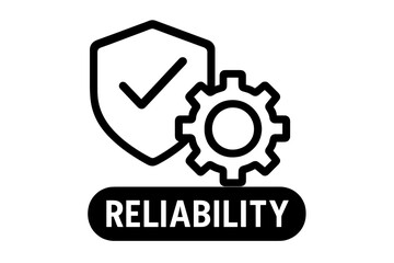 Secure shield with checkmark and mechanical gear symbol representing reliability