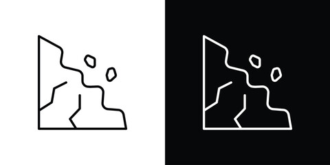 Cliff icons pack. Set of black and white liner stroke symbols