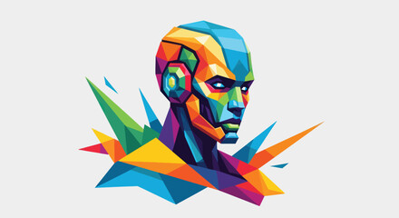 Abstract geometric portrait illustration of a human head design