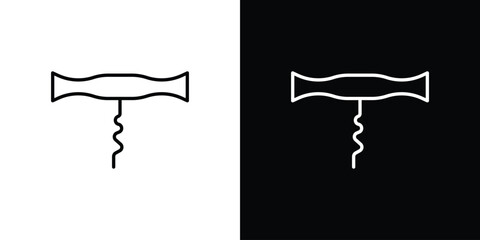 Corkscrew icons pack. Set of black and white liner stroke symbols