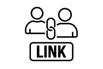 Two abstract human figures connected by a chain link symbolizing partnership and digital connection