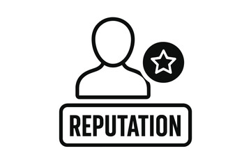 Outline symbol representing user reputation profile rating and customer feedback score