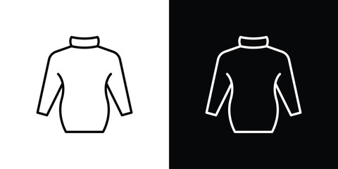 Female sweater icons pack. Set of black and white liner stroke symbols