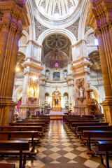 Interiors of Iglesia Parroquial del Sagrario church in Granada, Spain