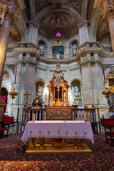 Interiors of Iglesia Parroquial del Sagrario church in Granada, Spain