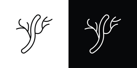 Human artery icons pack. Set of black and white liner stroke symbols