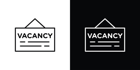 Job vacancy icons pack. Set of black and white liner stroke symbols