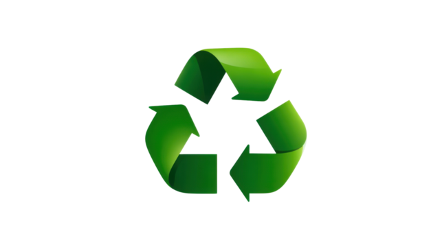 Green three-arrow recycling symbol representing sustainability ecological conservation and environmental responsibility concept designed in glossy modern style on white background