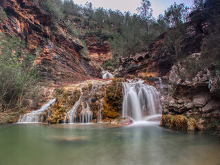Natural waterfall in the mountains of Fuentes de Ayódar. 