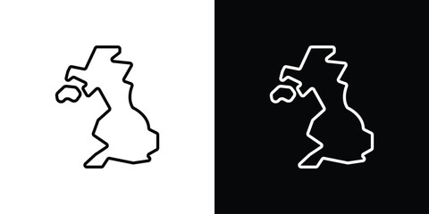 Map of England icons pack. Set of black and white liner stroke symbols