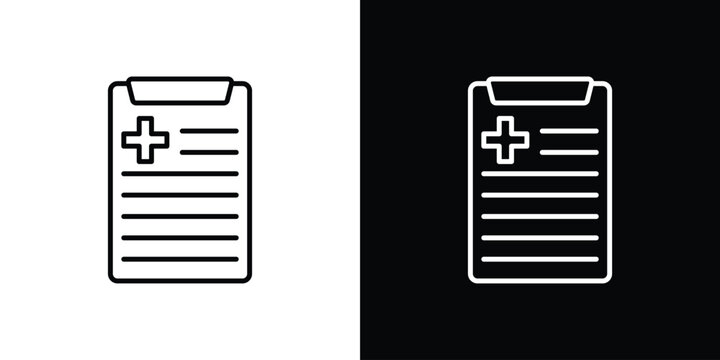 Medical history icons pack. Set of black and white liner stroke symbols