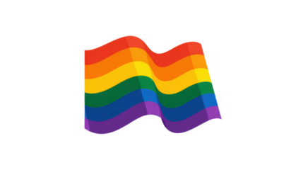 Vibrant multicolor rainbow pride flag symbolizing diversity inclusivity equality waving softly in minimal artistic style for celebration and awareness on white background