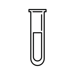 Simple line art icon of a laboratory test tube with liquid