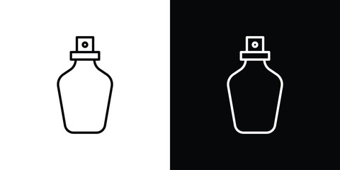 Perfume bottle icons pack. Set of black and white liner stroke symbols