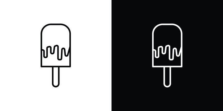 Popsicle icons pack. Set of black and white liner stroke symbols