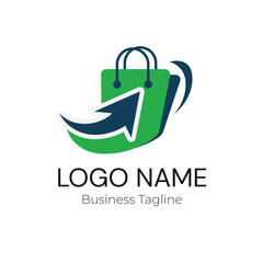 Logo Green Online Shop Vector Design Template