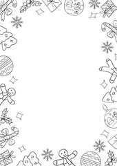 Frame with winter elements for New Year and Christmas.