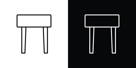 Stool icons pack. Set of black and white liner stroke symbols