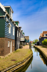 Canal in the Beautiful Village of Marken on the Marken Peninsula, Netherlands