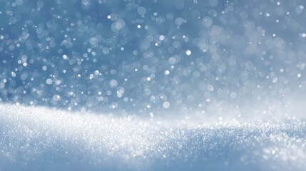 Obraz premium Winter scene with snowdrifts, sparkling snowflakes, and blue sky