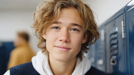 Teen at school locker facing challenges and overcoming adversity