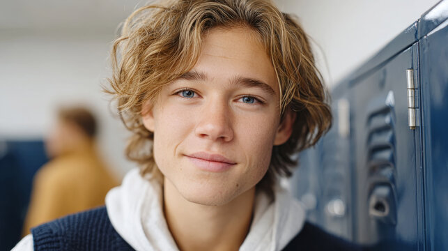 Teen at school locker facing challenges and overcoming adversity