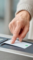 Fototapeta premium Pet boarding security access with close-up of hand scanning card