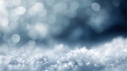 Winter holiday background with snow crystals and glowing bokeh