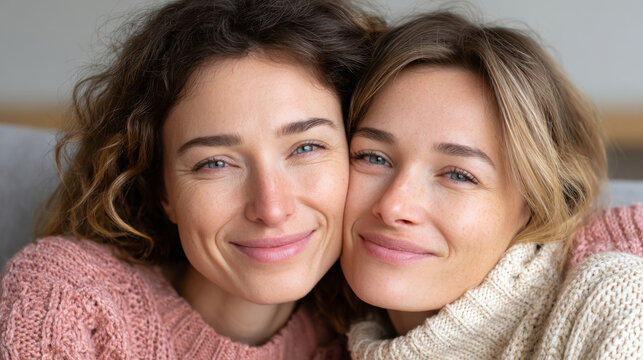 Emotional support and friendship: two women embrace with comfort and warmth