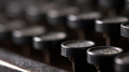 Aged typewriter keys in dusty detail