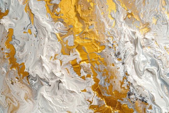 Abstract art with gold and silver swirls and textures - Powered by Adobe