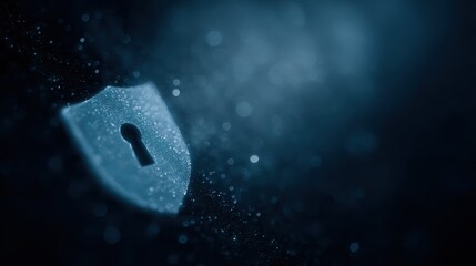 Digital security concept, encrypted online systems visualized with shield and lock