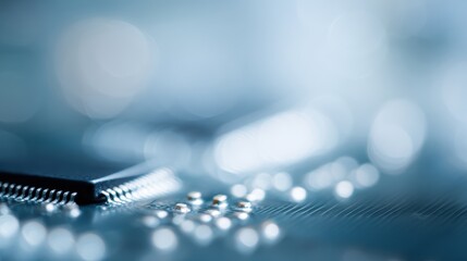 Abstract electronics background, PCB with selective focus and depth effect