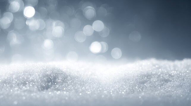 Real snowdrift with sparkling snow crystals and festive light bokeh - Powered by Adobe