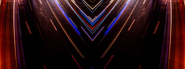 car lights trails on road