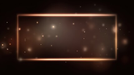 Vector illustration of glowing neon frame with sparkles, dark background