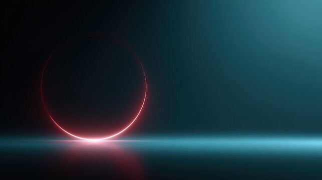 Futuristic neon round frame, glowing effects, empty background