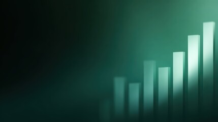 Stock and investment concept, bar and line graph on dark green background