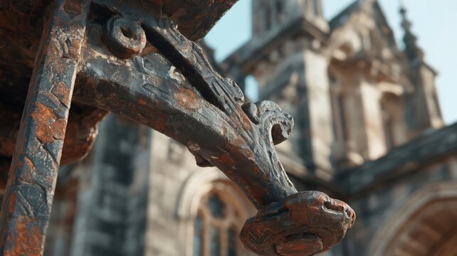 Extreme close up 8K photograph of rusted wrought iron architectural detail - Powered by Adobe