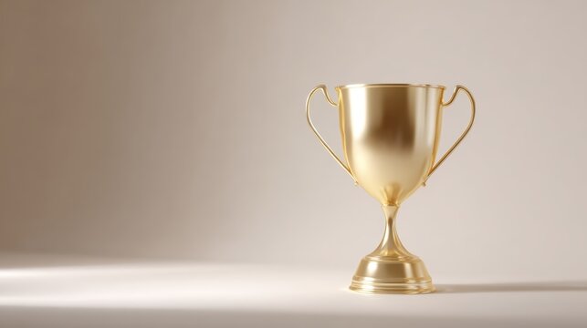 3D illustration of a prestigious gold trophy with handles