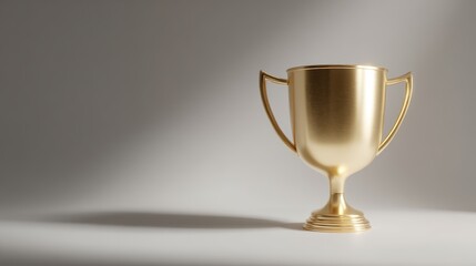 3D render of a golden 1st place trophy cup with handles