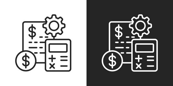 Cost control Icon In Black And White Line Style